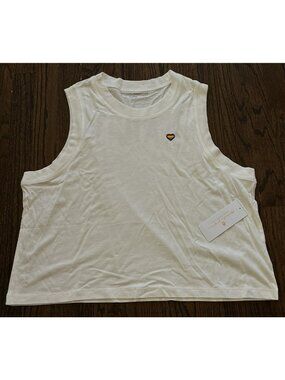 NWT Spiritual Gangster Happy Box Crop White Tank Womens Size XL $58
